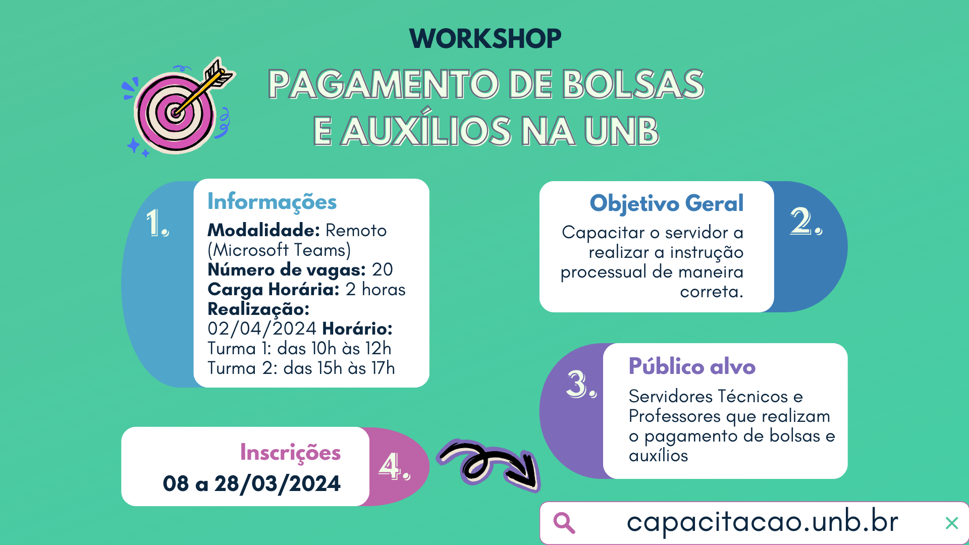 INSCRIÇÕES ABERTAS!! Workshop de Pagamento de Bolsas e Auxílios na UnB