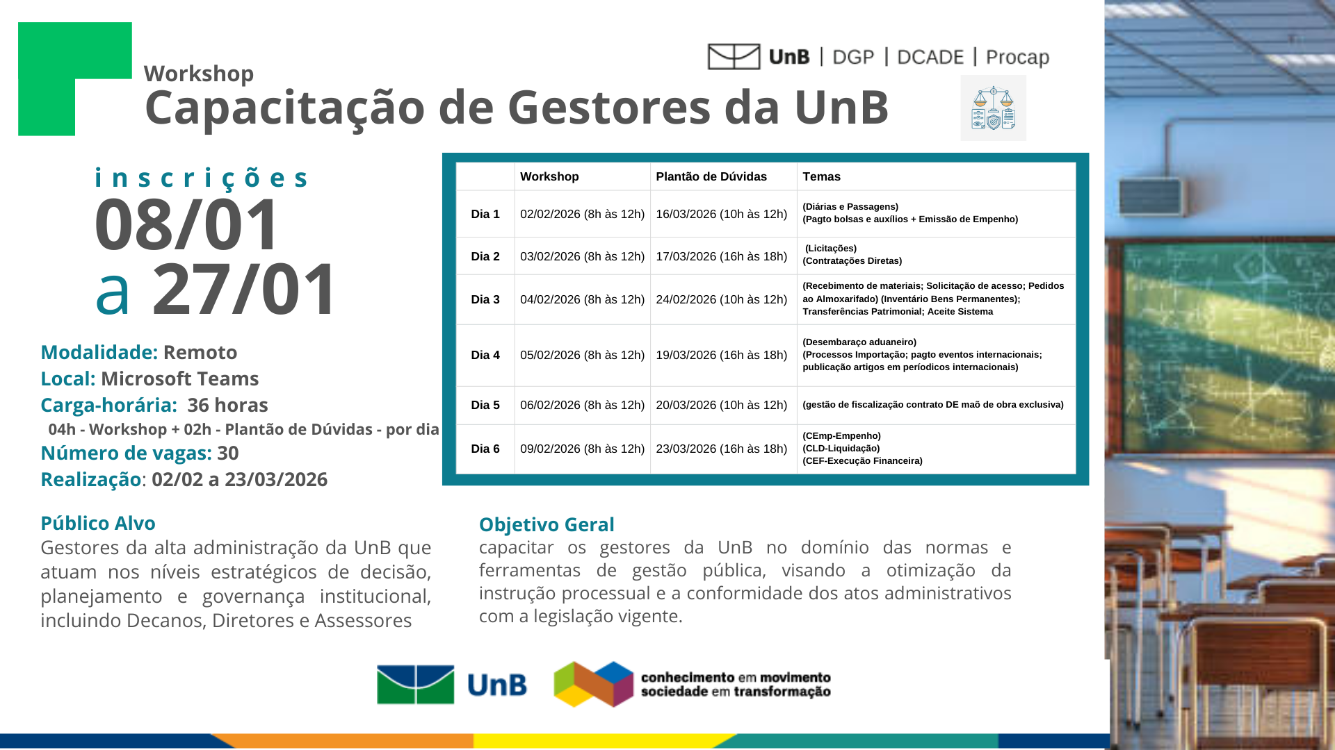  Workshop - Capacitação para Gestores da UnB