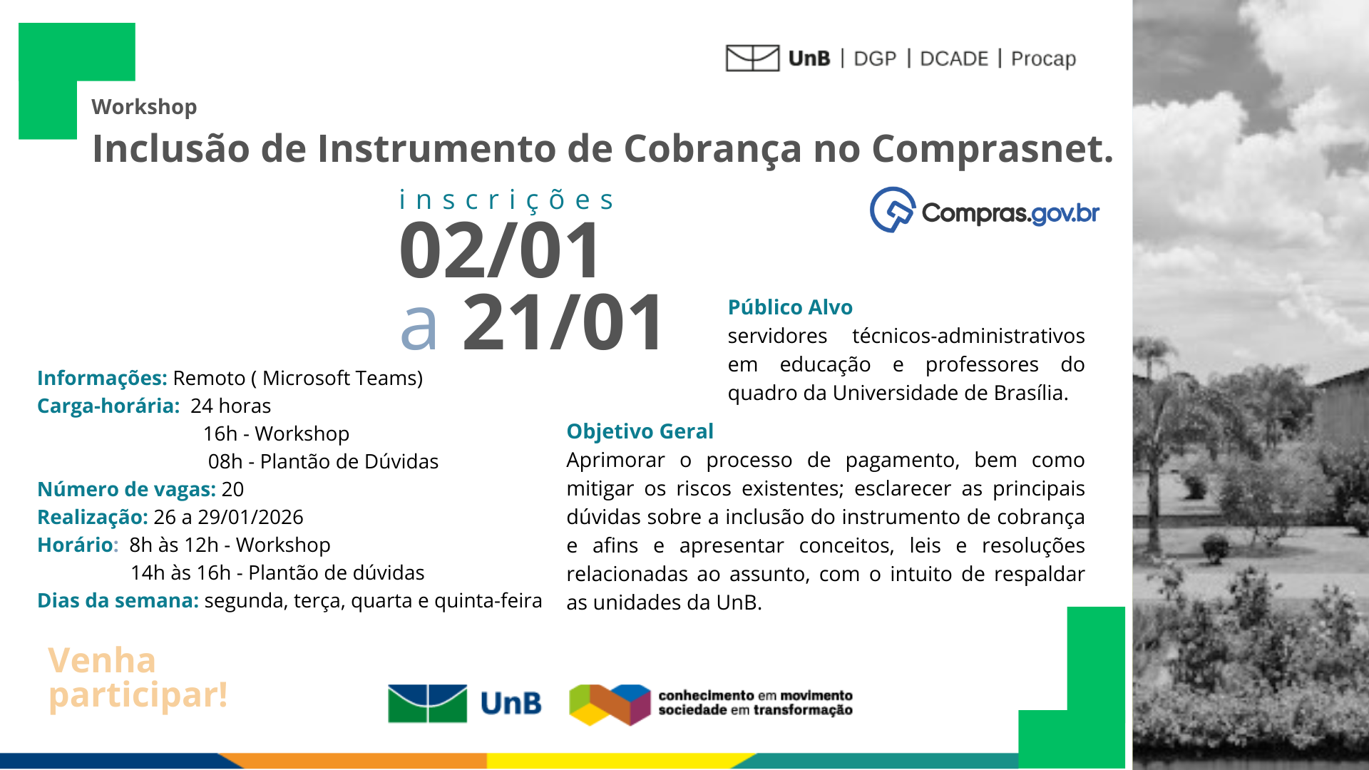 VEM AÍ ! WORKSHOP - Instrumento de Cobrança no Comprasnet