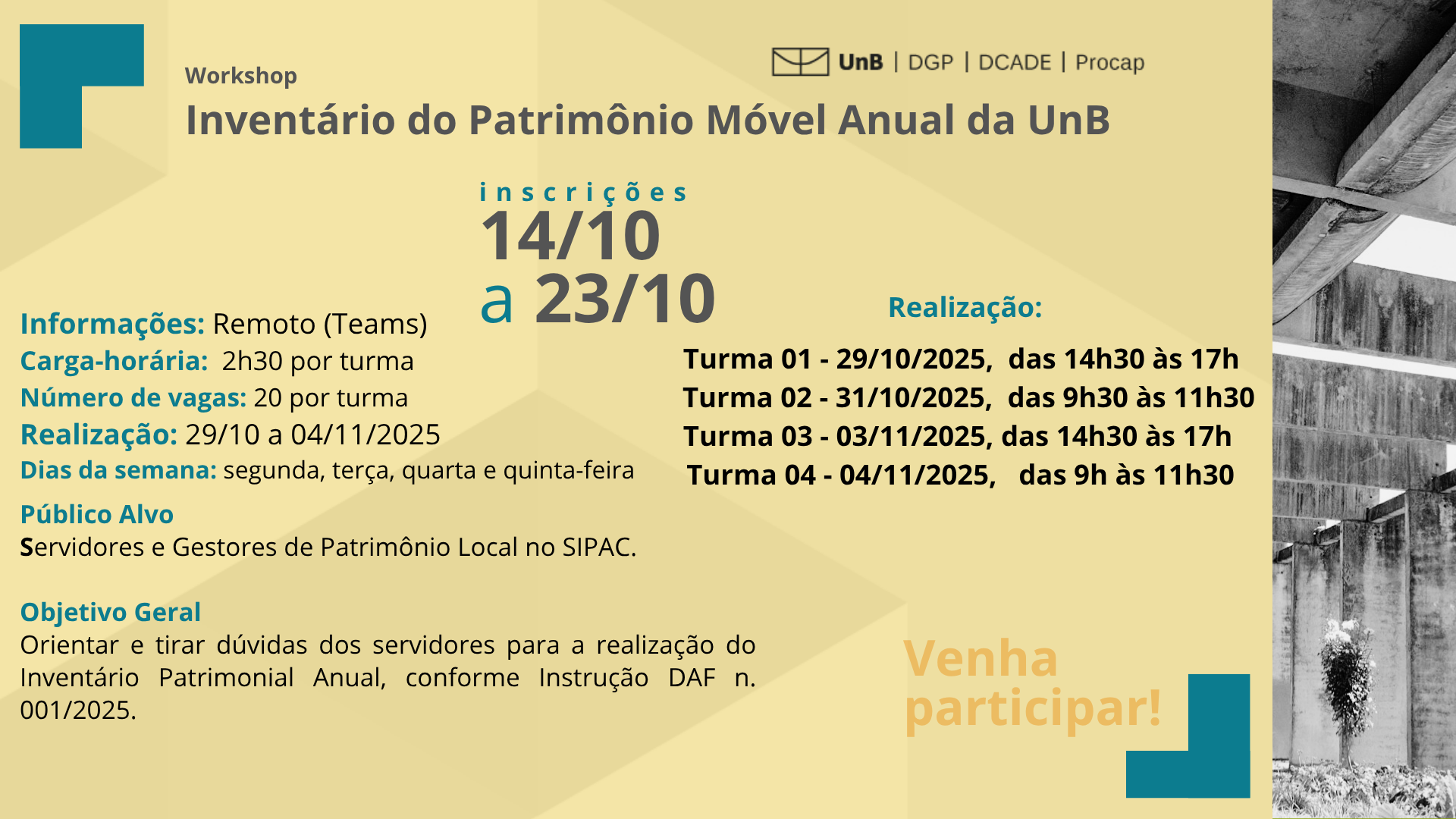 WORKSHOP - Inventário do Patrimônio Móvel Anual da UnB 