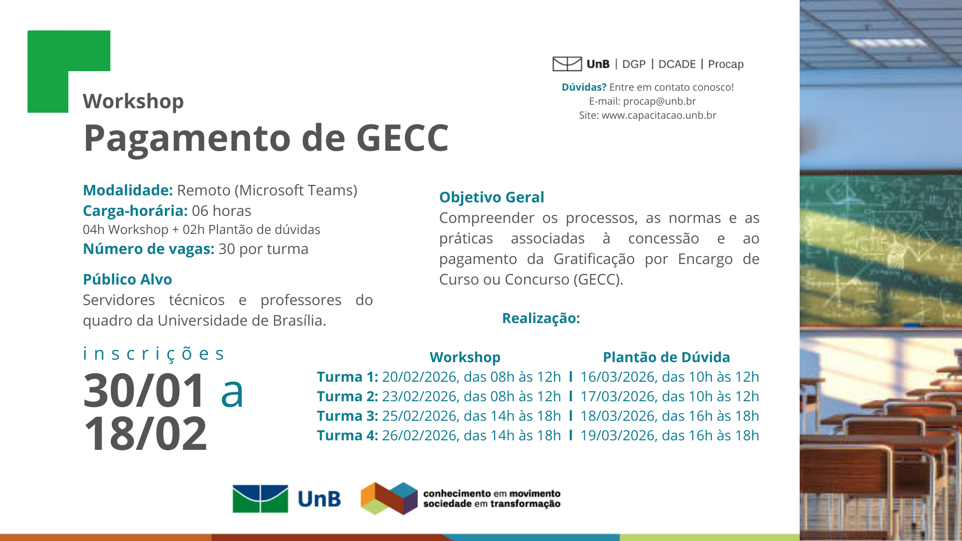 INSCRIÇÕES ABERTAS!! Workshop - Pagamento de GECC